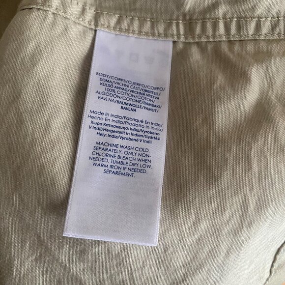 Chaps RL cream blue floral military jacket L 100% cotton safari 90s canvas - Picture 6 of 16